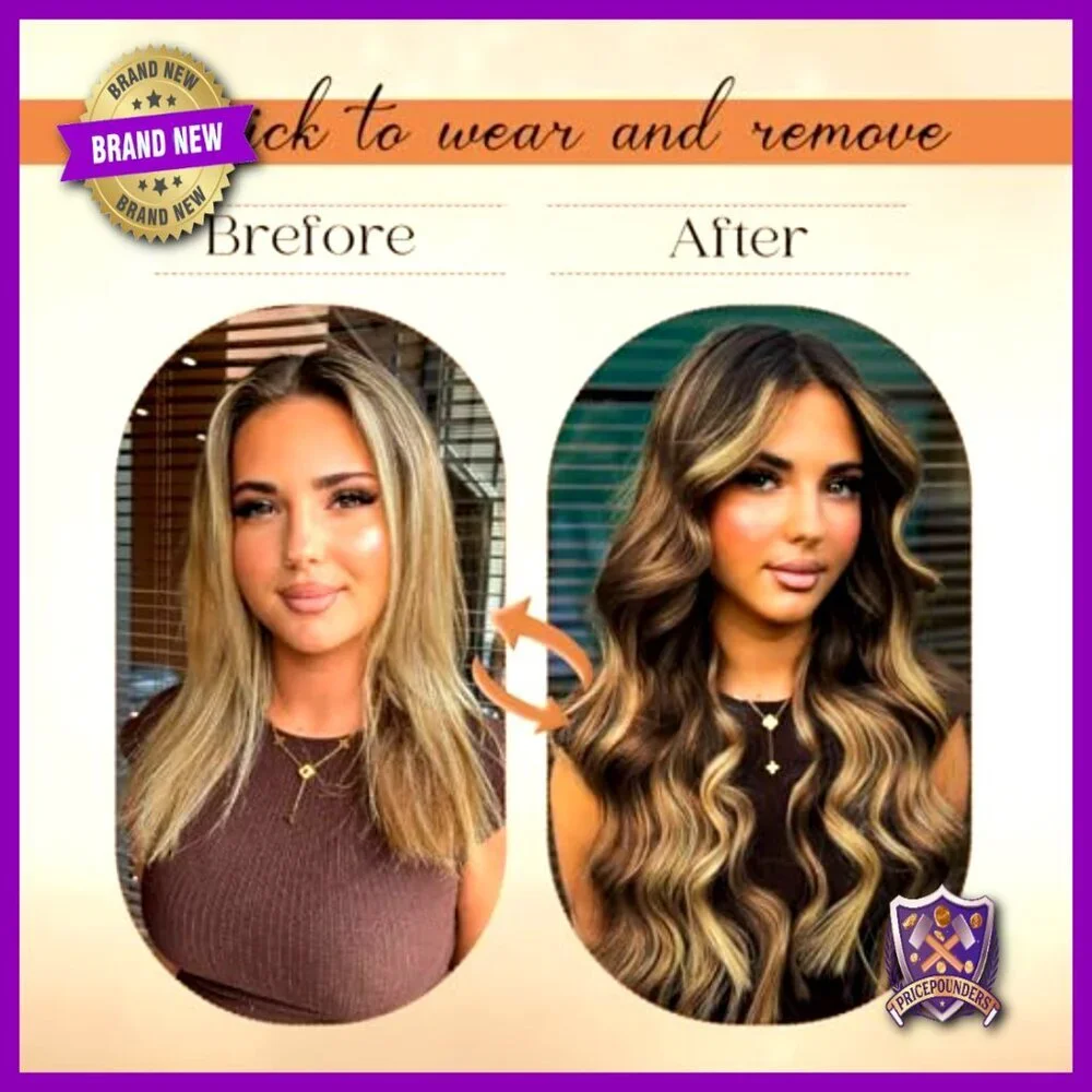20 Inch Clip In Human Hair Extensions 8 Piece Set Seamless Balayage
